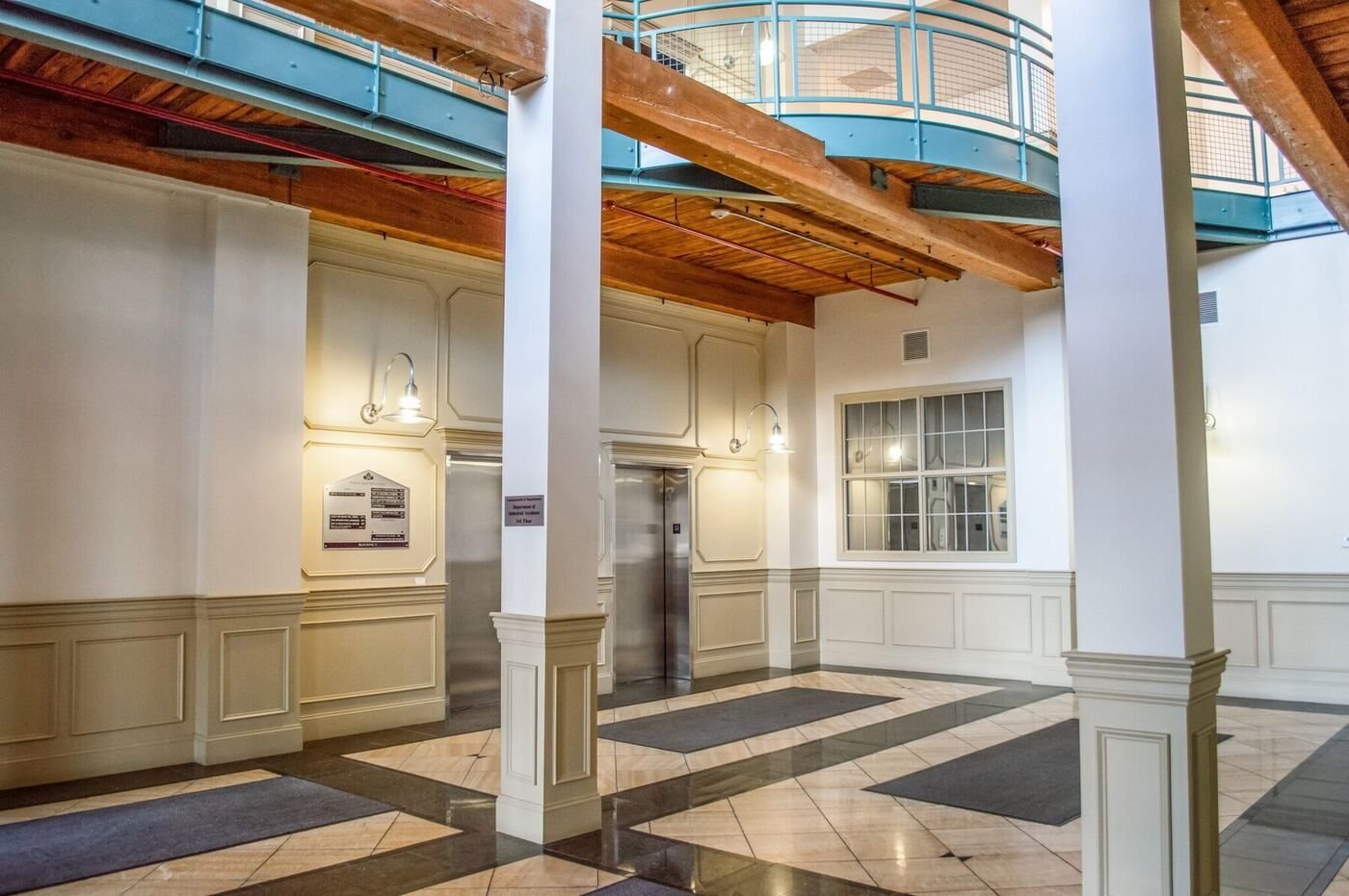Clover Leaf Mills lobby with marble floors